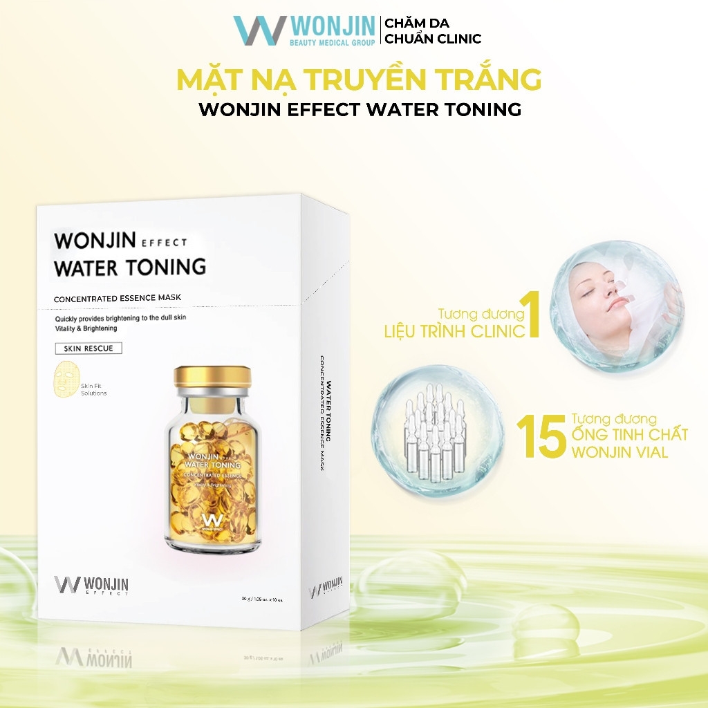 Hộp mặt nạ Wonjin Effect Essence Mask 10 miếng tặng sữa rửa mặt Vàng Toning - Đỏ Rejuvenation - Xanh Dương Hydro Rise - Xanh Lá Nourishing