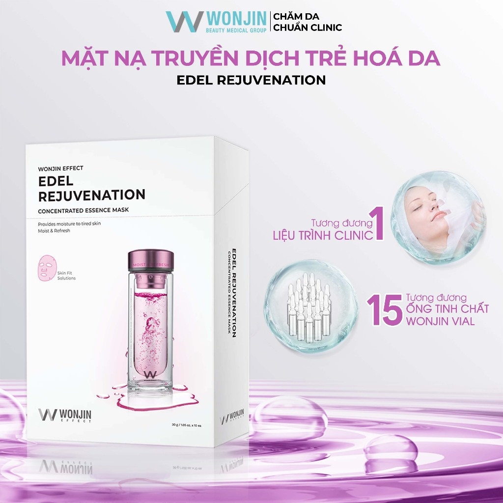 Hộp mặt nạ Wonjin Effect Essence Mask 10 miếng tặng sữa rửa mặt Vàng Toning - Đỏ Rejuvenation - Xanh Dương Hydro Rise - Xanh Lá Nourishing