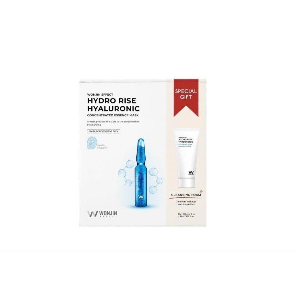 Hộp mặt nạ Wonjin Effect Essence Mask 10 miếng tặng sữa rửa mặt Vàng Toning - Đỏ Rejuvenation - Xanh Dương Hydro Rise - Xanh Lá Nourishing