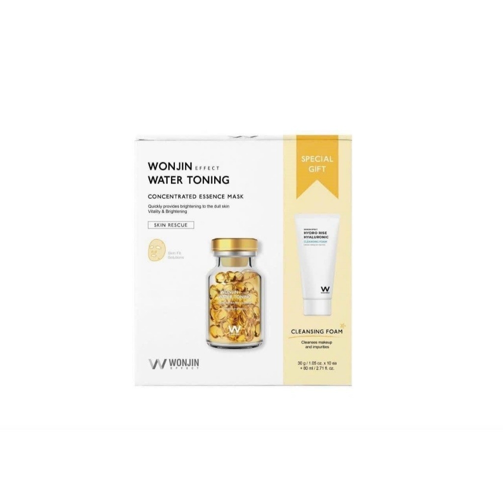 Hộp mặt nạ Wonjin Effect Essence Mask 10 miếng tặng sữa rửa mặt Vàng Toning - Đỏ Rejuvenation - Xanh Dương Hydro Rise - Xanh Lá Nourishing
