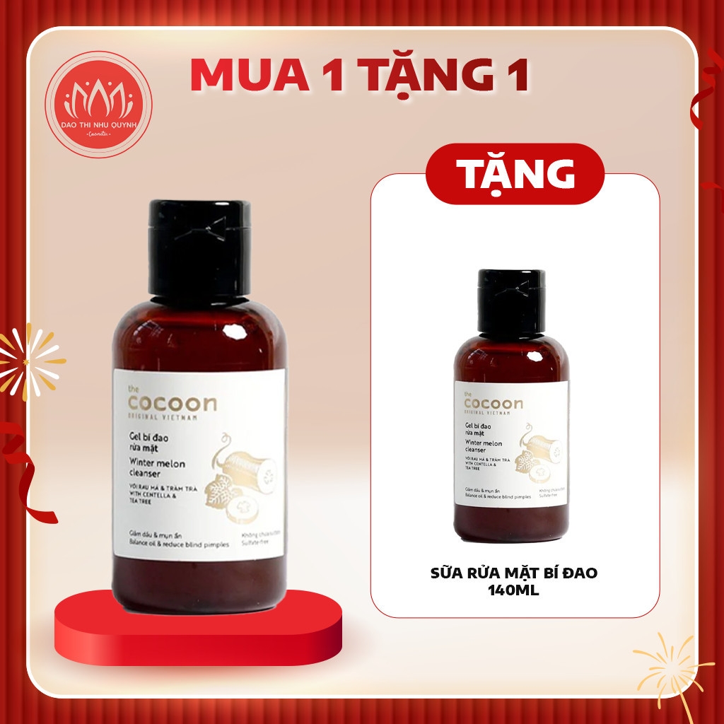 Sữa rửa mặt Gel bí đao Cocoon giúp da giảm dầu mụn Winter Melon Cleanser 140ml - 310ml mua 1 tặng 1 chính hãng
