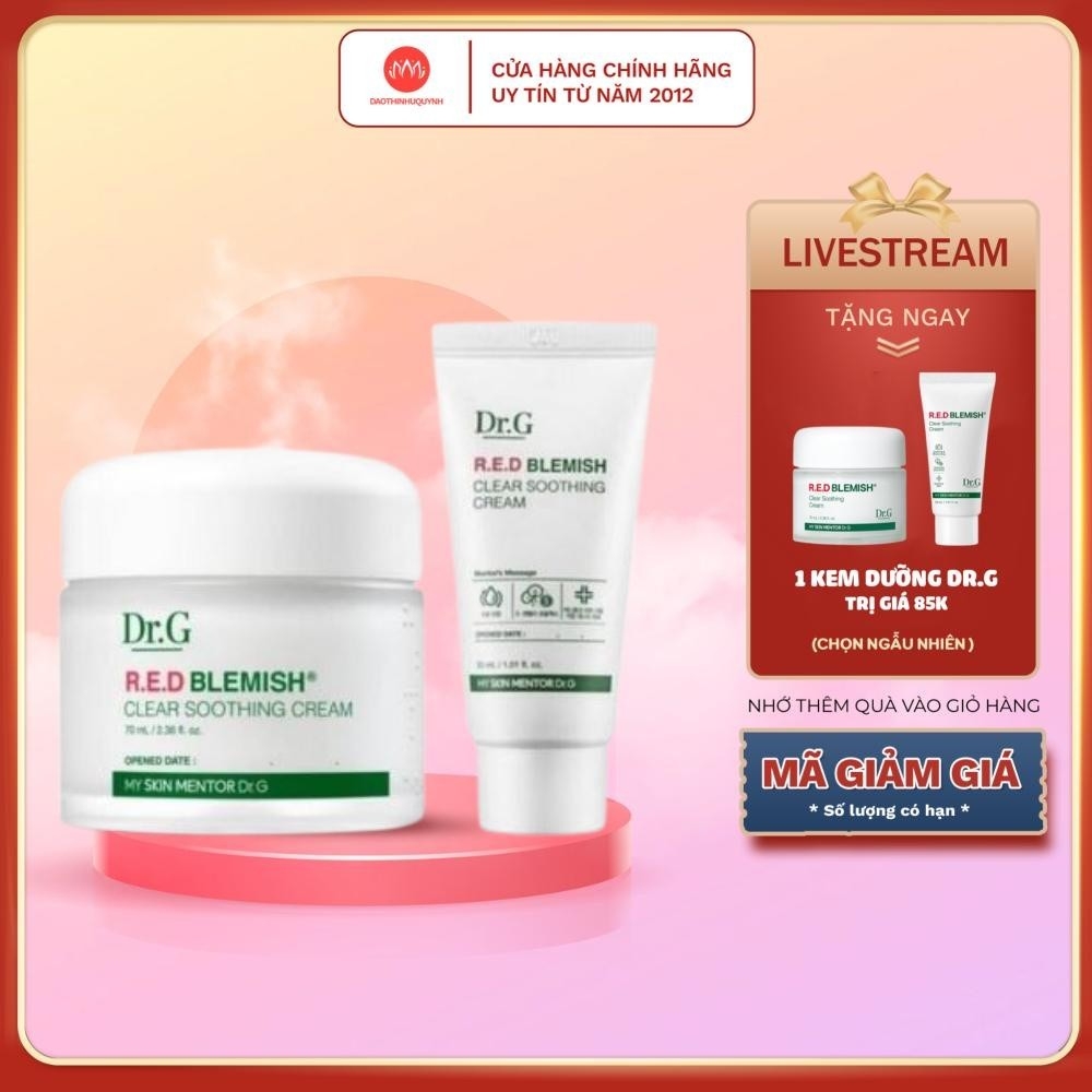 Kem dưỡng Dr.G dưỡng ẩm và phục hồi R.E.D Blemish Clear Soothing Cream DrG RED 10ml 30ml 70ml chính hãng  daothinhuquynh
