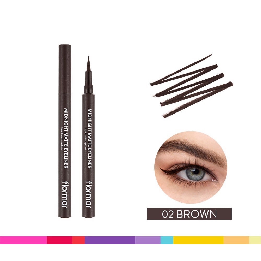 Bút kẻ mắt nước Flormar Midnight Matte Eyeliner siêu nét, siêu mảnh, siêu nhanh khô 1ml