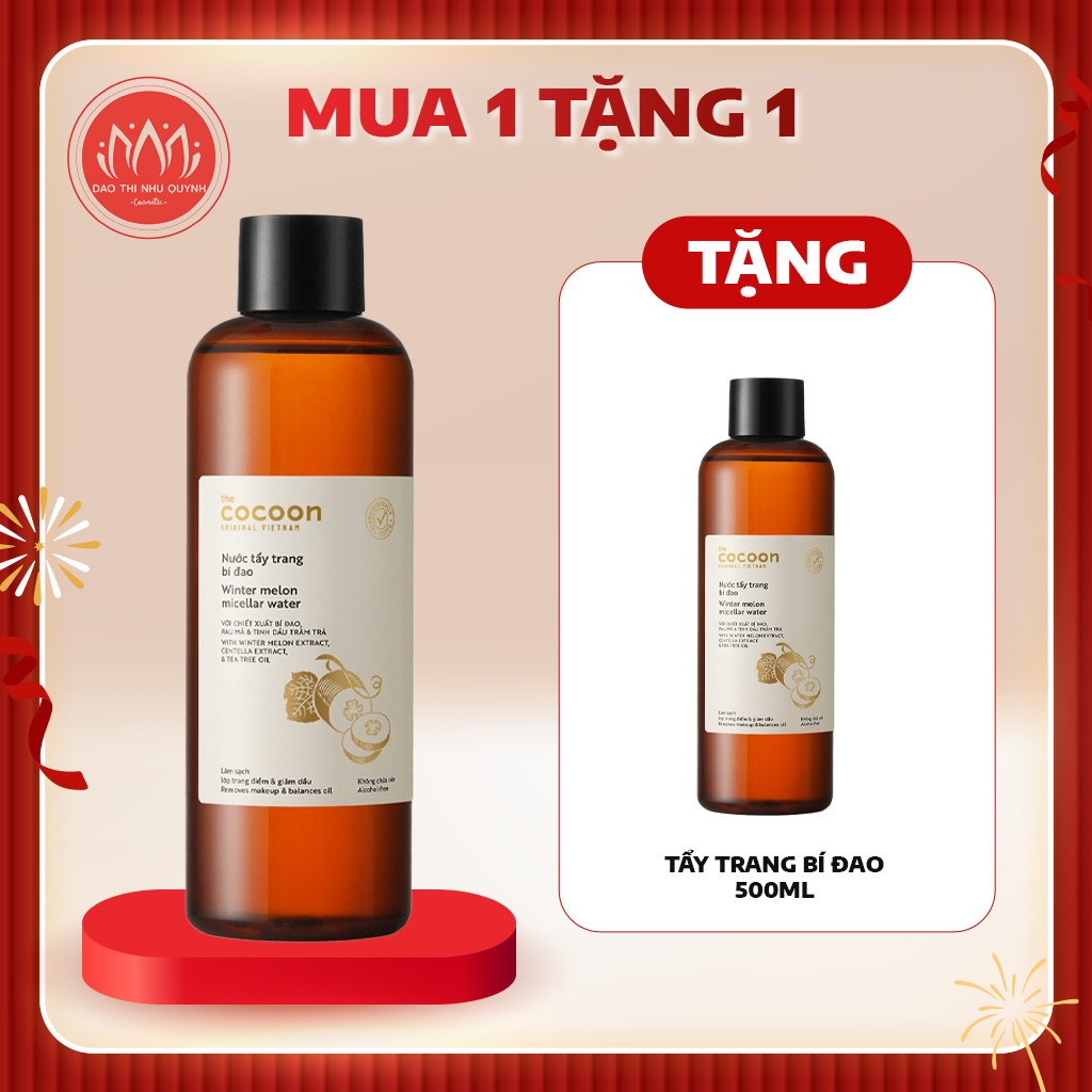 Nước tẩy trang bí đao Cocoon Winter Melon Micellar Water 140ml - 500ml mua 1 tặng 1 chính hãng TheCocoon daothinhuquynh