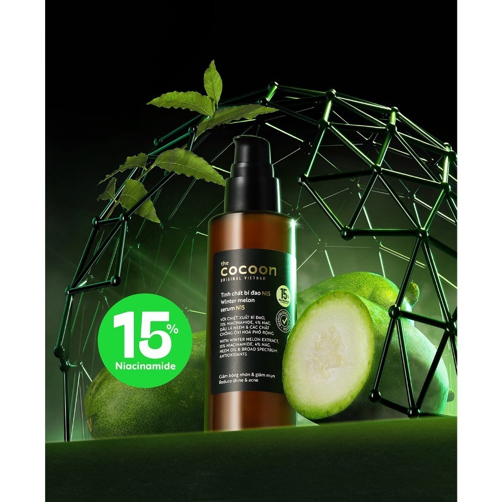 Tinh chất serum Cocoon bí đao - nghệ - hoa hồng giúp giảm mụn, làm sáng da , mờ thâm và cấp nước chính hãng