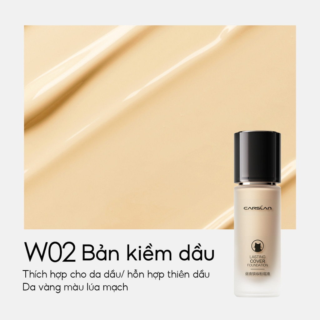 Kem nền dạng lỏng Carslan Lasting Cover Foundation siêu kiềm dầu lâu trôi phiên bản cho da dầu - 30g