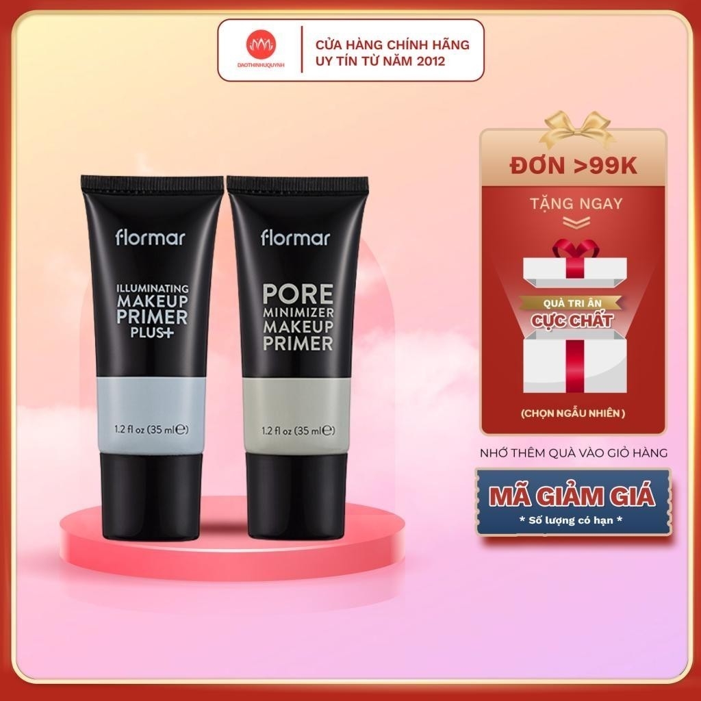 Kem Lót Dưỡng Ẩm Kiềm Dầu Che Khuyết Điểm Flormar Illuminating Makeup Primer Plus+, Pore Minimizer Makeup Primer 35ml