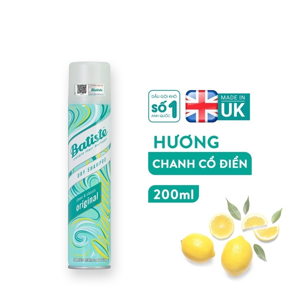 Dầu Gội Khô Batiste Dry Shampoo Hết Ngứa, Hết Bết Dính Tóc Bồng Bềnh Tức Thì 200ml