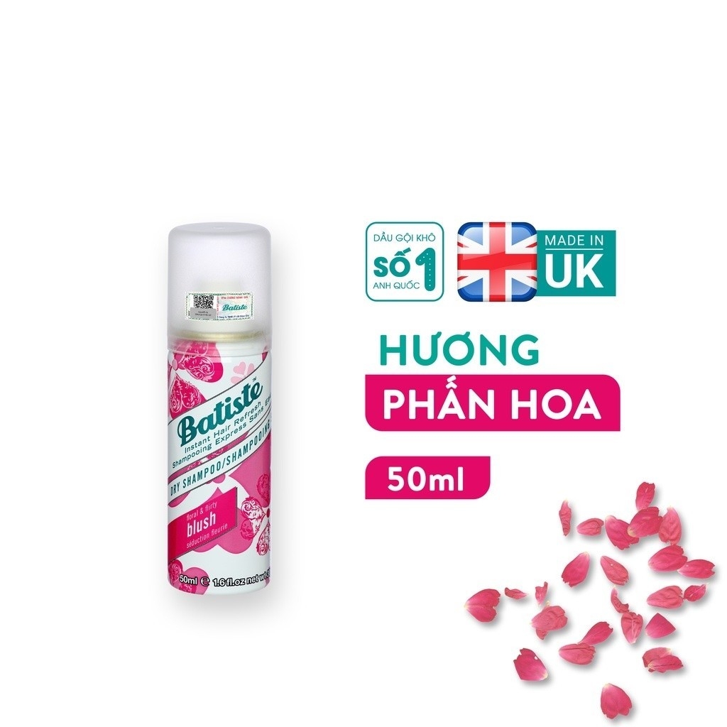 Dầu Gội Khô Batiste Dry Shampoo Hết Ngứa, Hết Bết Dính Tóc Bồng Bềnh Tức Thì 200ml