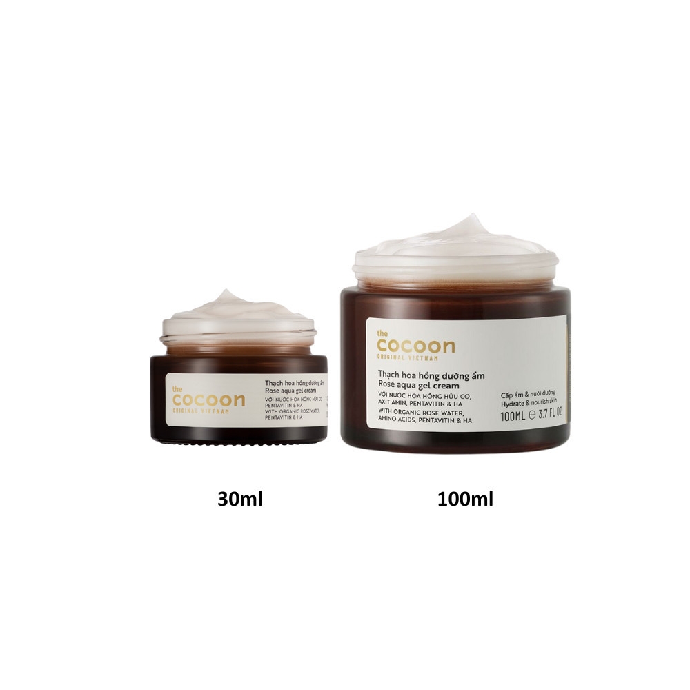 Kem dưỡng ẩm dạng thạch Cocoon cấp ẩm, ngừa mụn, sáng da từ Bí đao, Hoa hồng, Nghệ Hưng Yên 30ml- 100ml