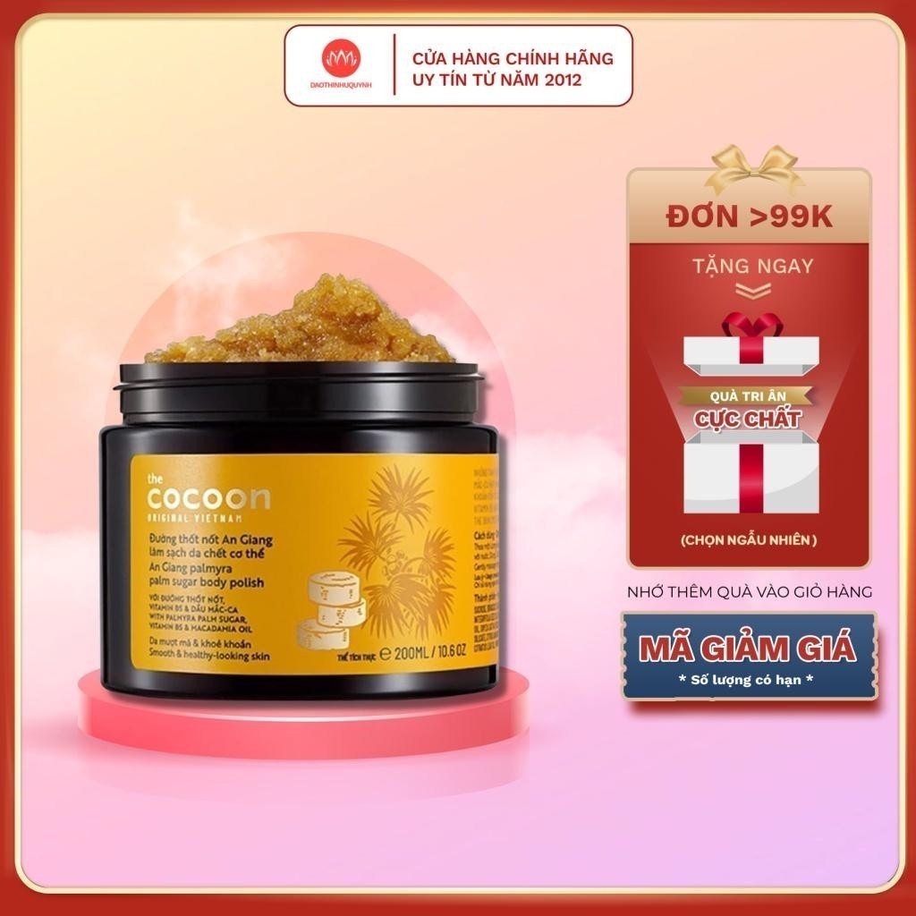 Tẩy Tế Bào Chết Cocoon Đường thốt nốt An Giang Làm Sạch Da Chết Body 200ml