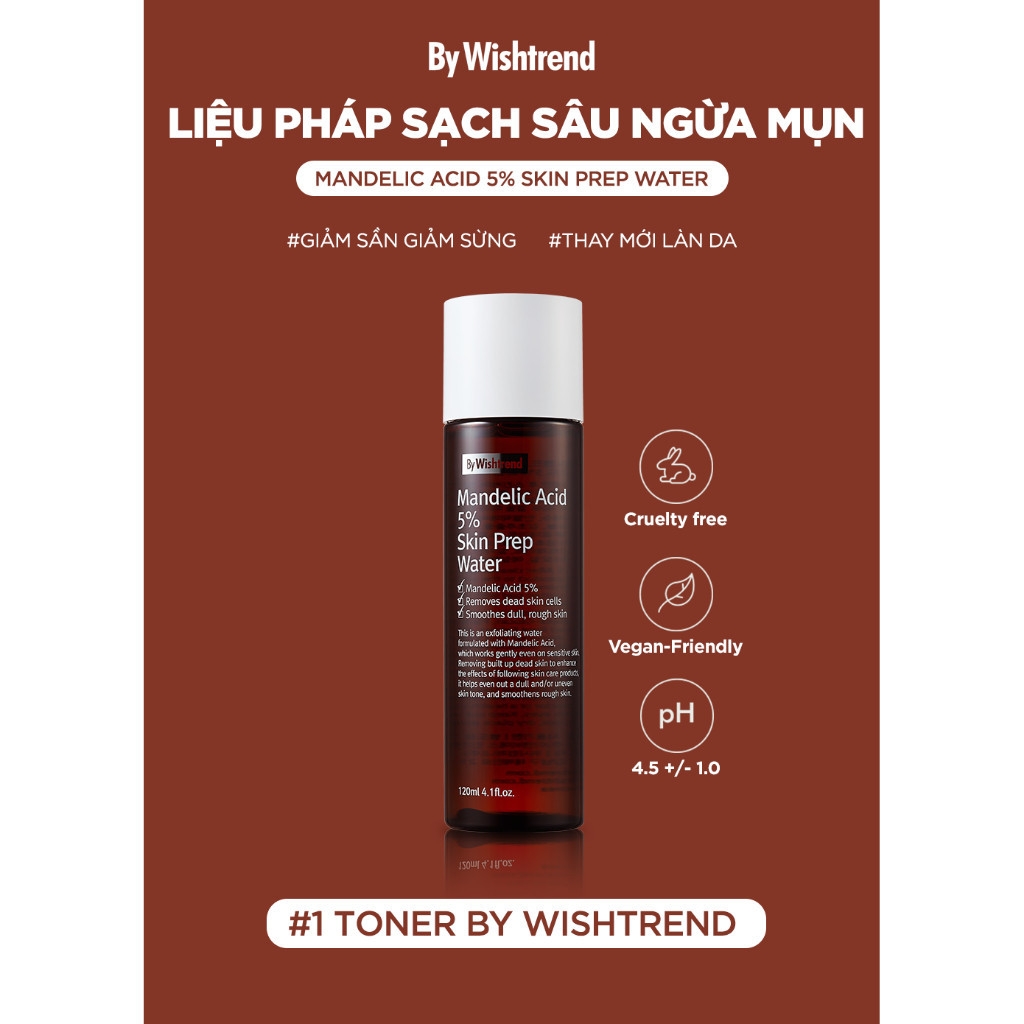 Nước hoa hồng Tẩy tế bào chết By Wishtrend Mandelic Acid 5% Skin Prep Water 30ml 120ml chính hãng - daothinhuquynh