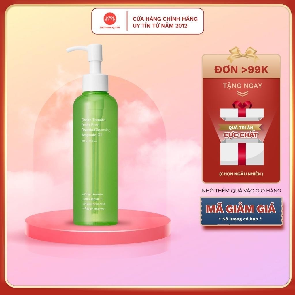 Dầu Tẩy Trang Chiết Xuất Từ Cà Chua Xanh Sungboon GREEN TOMATO DEEP PORE DOUBLE CLEANSING AMPOULE 200ml