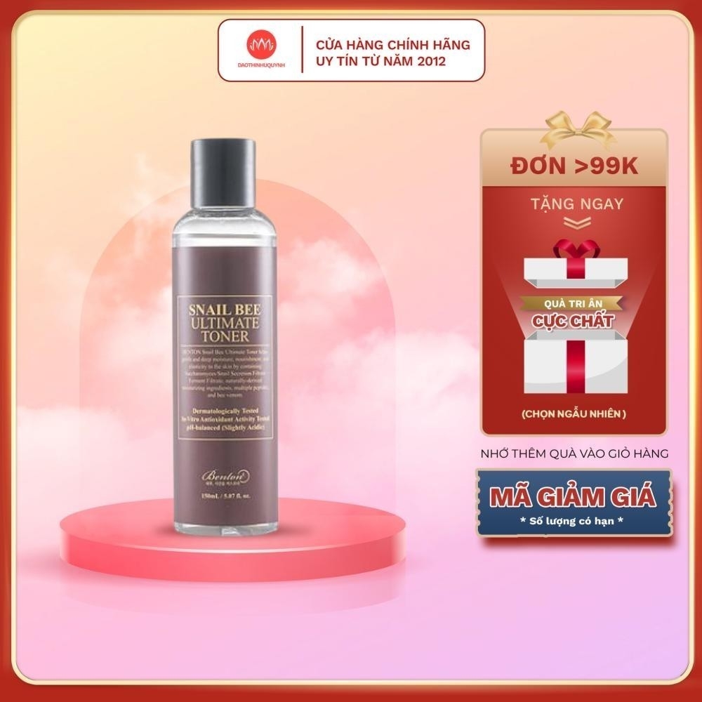 Nước Hoa Hồng Dưỡng Ẩm, Ngăn Lão Hóa Benton Snail Bee Ultimate Toner 150ml