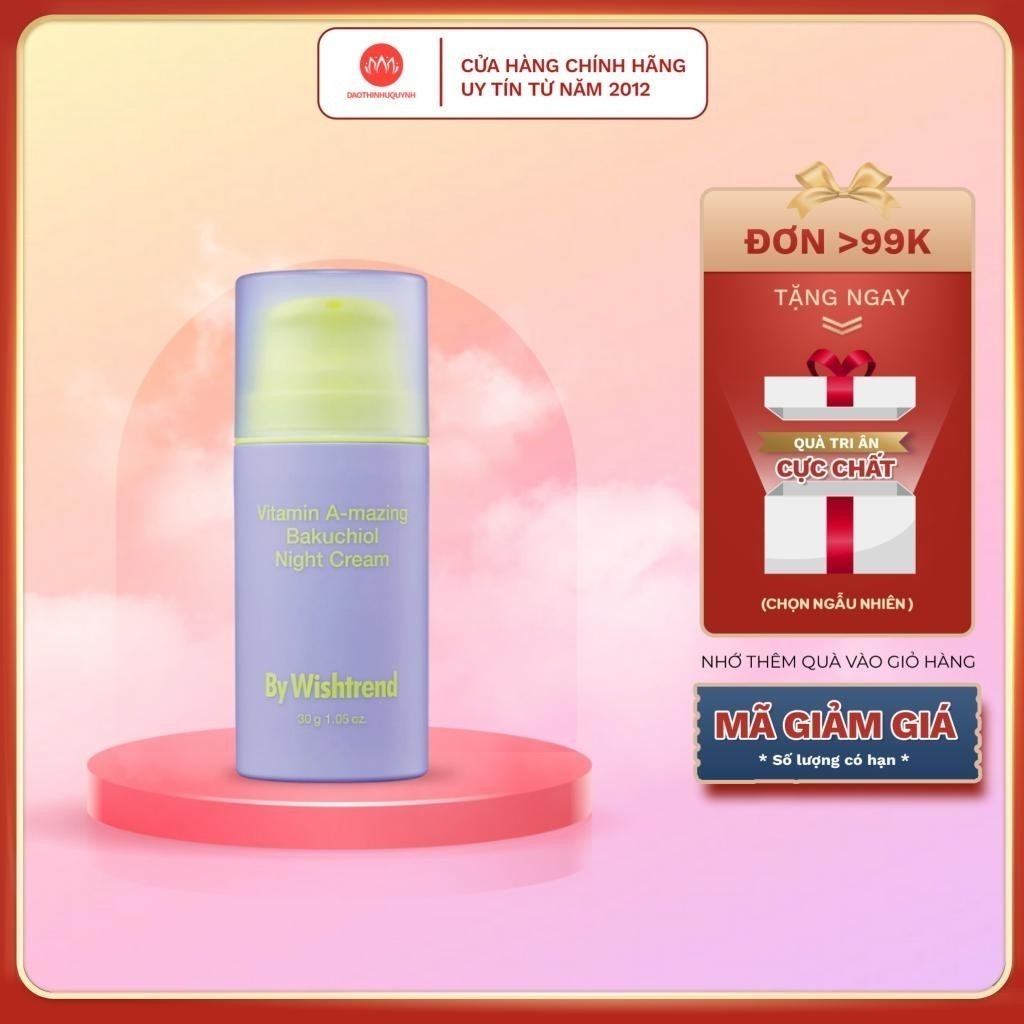 Kem dưỡng da ban đêm ByWishtrend Vitamin A-mazing Bakuchiol Night Cream ngừa lão hóa , nếp nhăn 30g