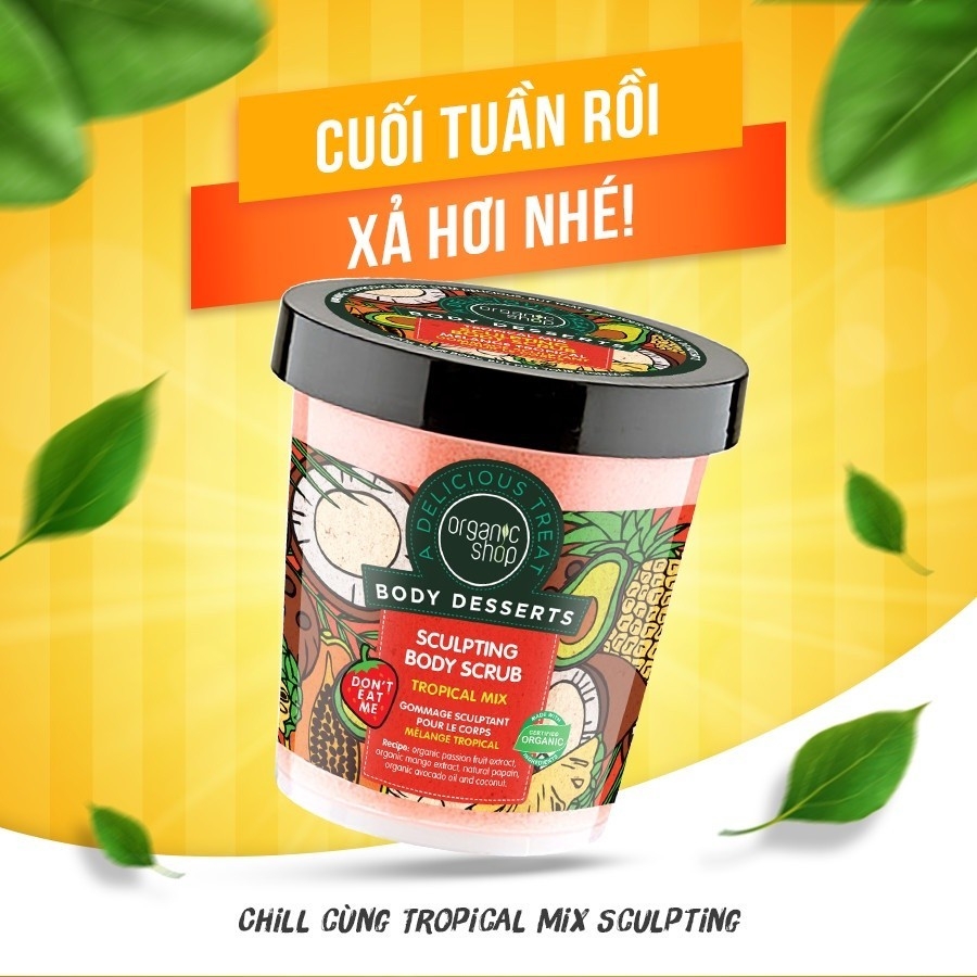 Tẩy Tế Bào Chết Toàn Thân Organic Shop Body Desserts 450ml Strawberry Jam -Almond & Honey Milk-Chocolate-daothinhuquynh