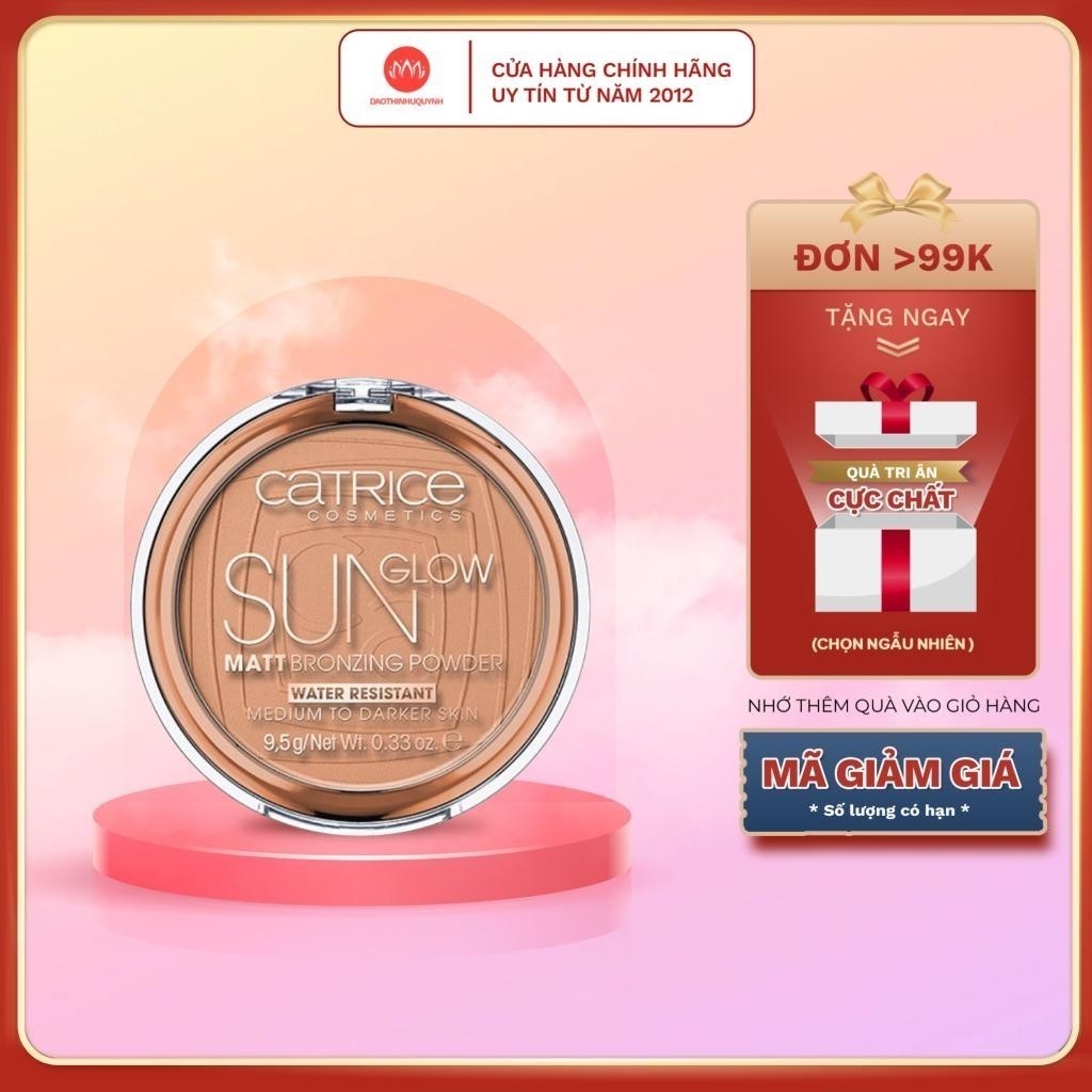Phấn tạo khối Catrice Sun Glow Matt Bronzing Powder 9,5g