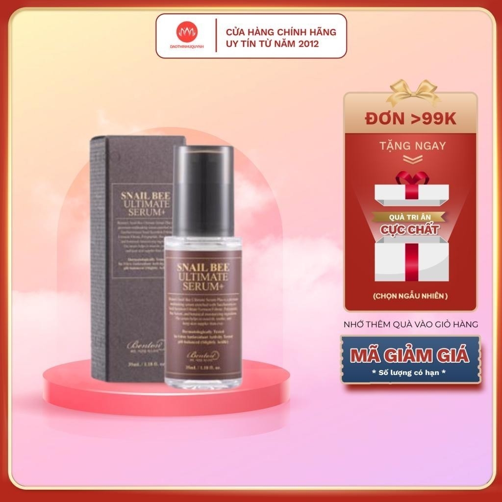 Tinh Chất Dưỡng Ẩm, Làm Sáng Da, Cải Thiện Độ Đàn Hồi Cho Da Chiết Xuất Ốc Sên Benton Snail Bee Ultimate Serum 35ml