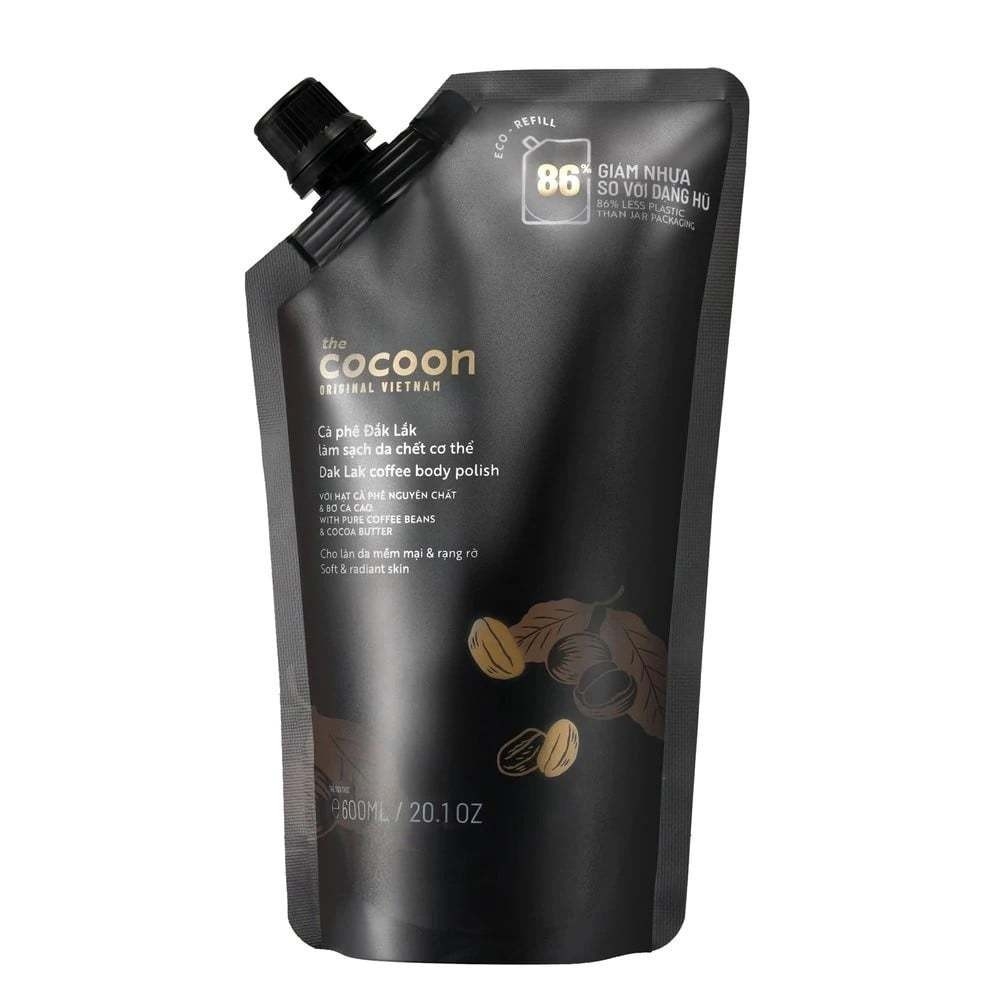 [Mẫu mới] Túi Refill - Cà phê Đắk Lắk làm sạch da chết cơ thể Cocoon 600ml