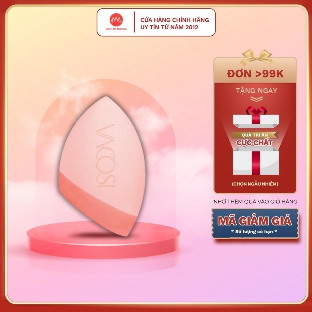 Bông tán nền Vacosi thế hệ mới Pro - Craft Makeup Blender PH06 , mút trang điểm vát xéo phủ silicone