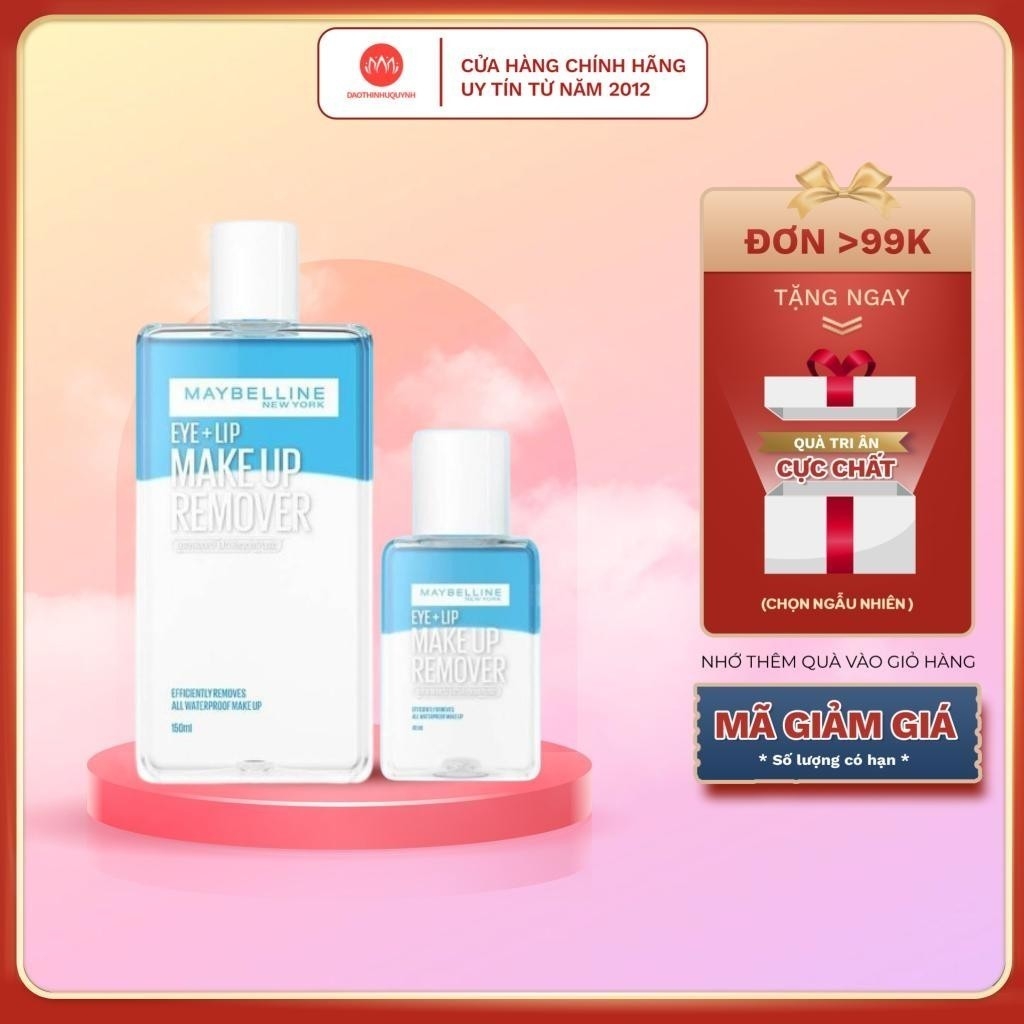 Nước Tẩy Trang Mắt Môi Maybelline 150ml Lip & Eye Make Up Remover