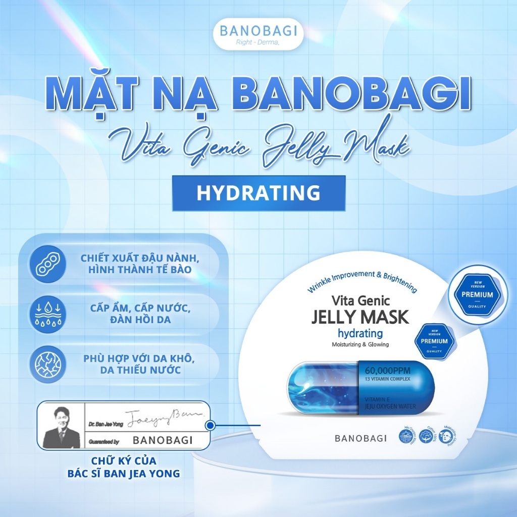 Mặt nạ Banobagi dưỡng da bổ sung Vitamin Vita Genic Jelly Mask Giấy Stemcell BANOBAGI dưỡng ẩm 30ml
