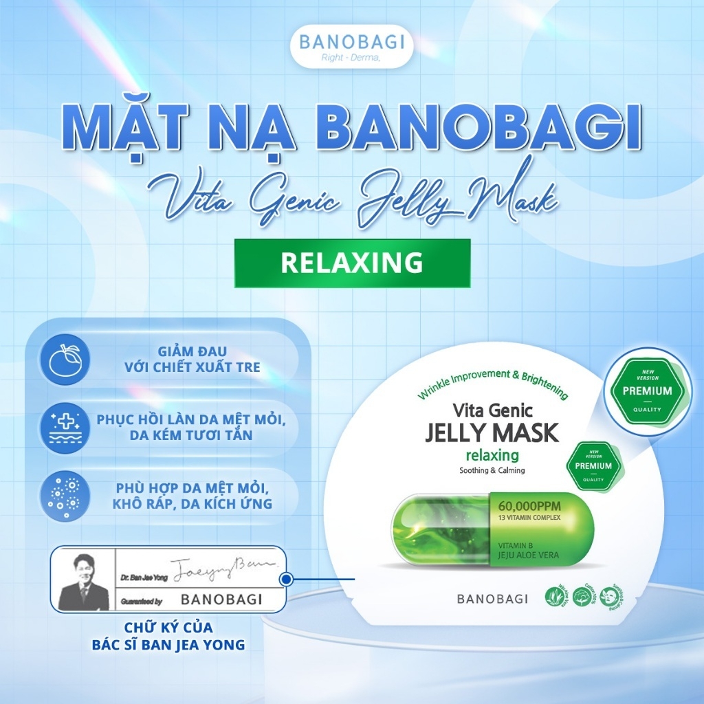 Mặt nạ Banobagi dưỡng da bổ sung Vitamin Vita Genic Jelly Mask Giấy Stemcell BANOBAGI dưỡng ẩm 30ml
