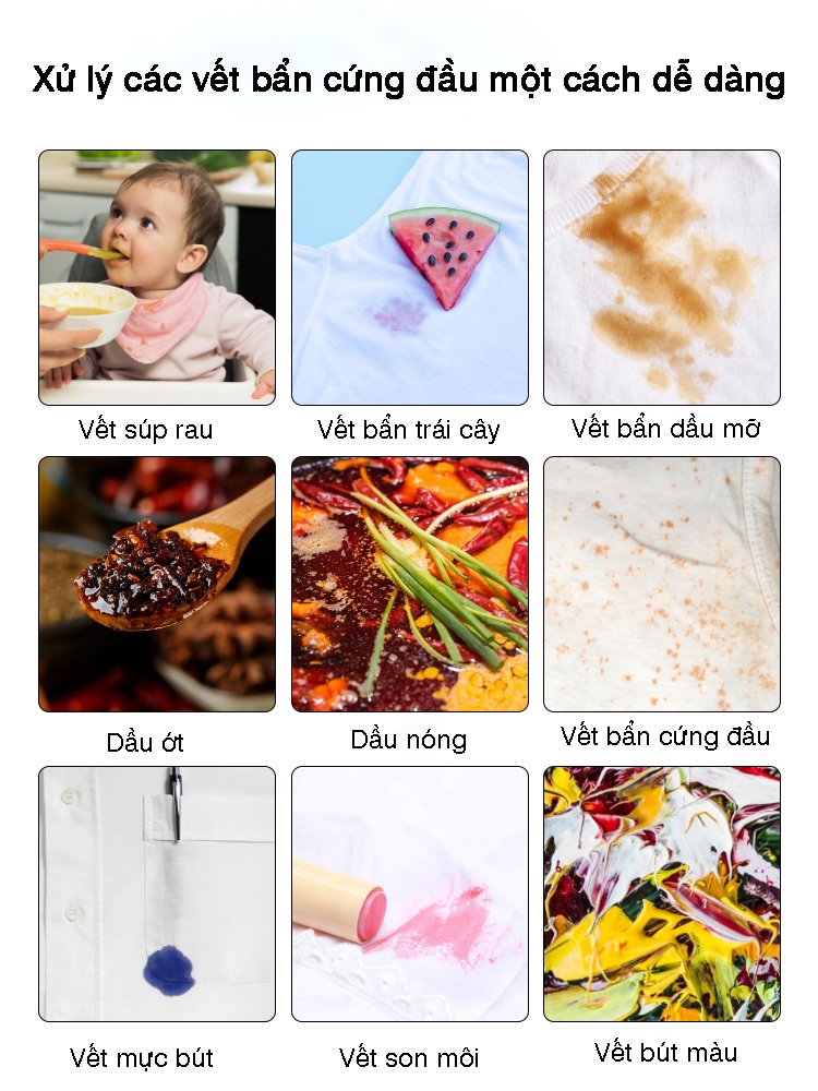 Nước tẩy vết dầu mỡ, vết bẩn cứng đầu trên quần áo