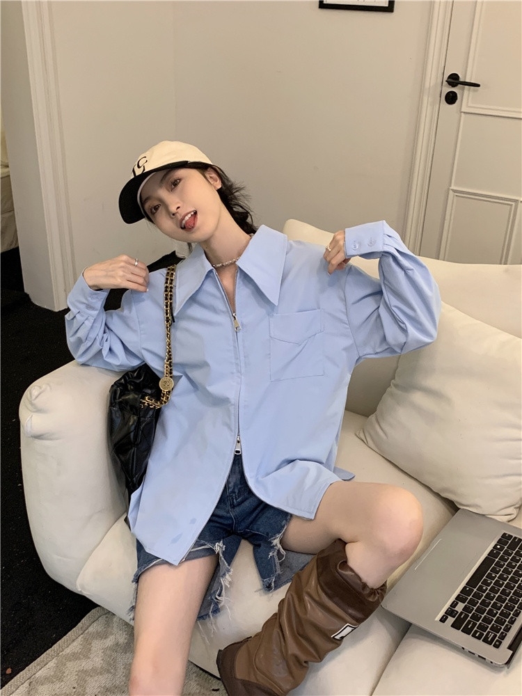 Áo Sơ Mi Dài Tay Có Khoá Kéo Thời Trang