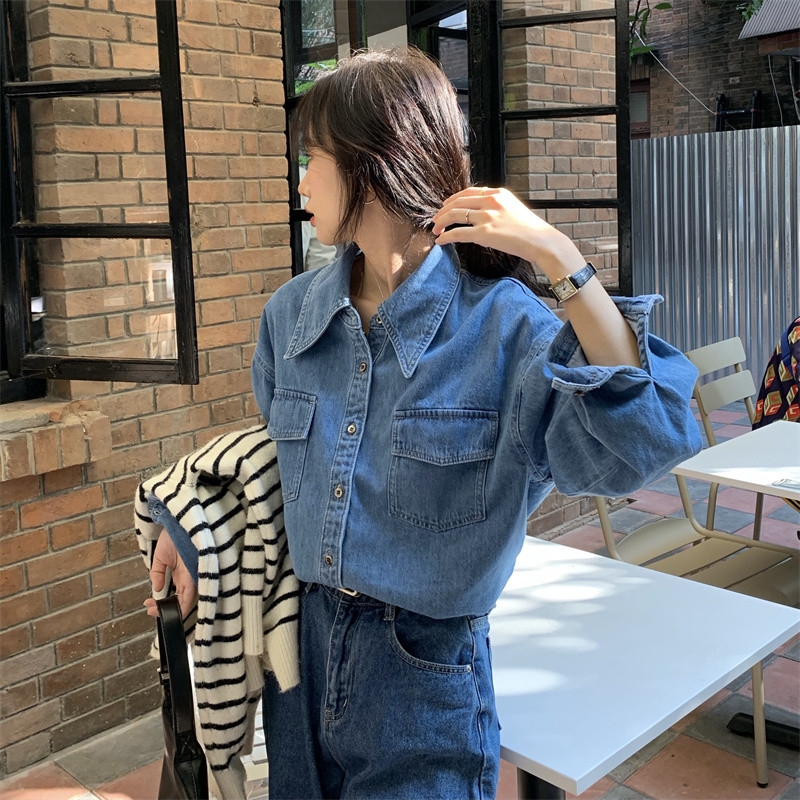 Áo sơ mi denim thiết kế cao cấp trẻ trung năng động