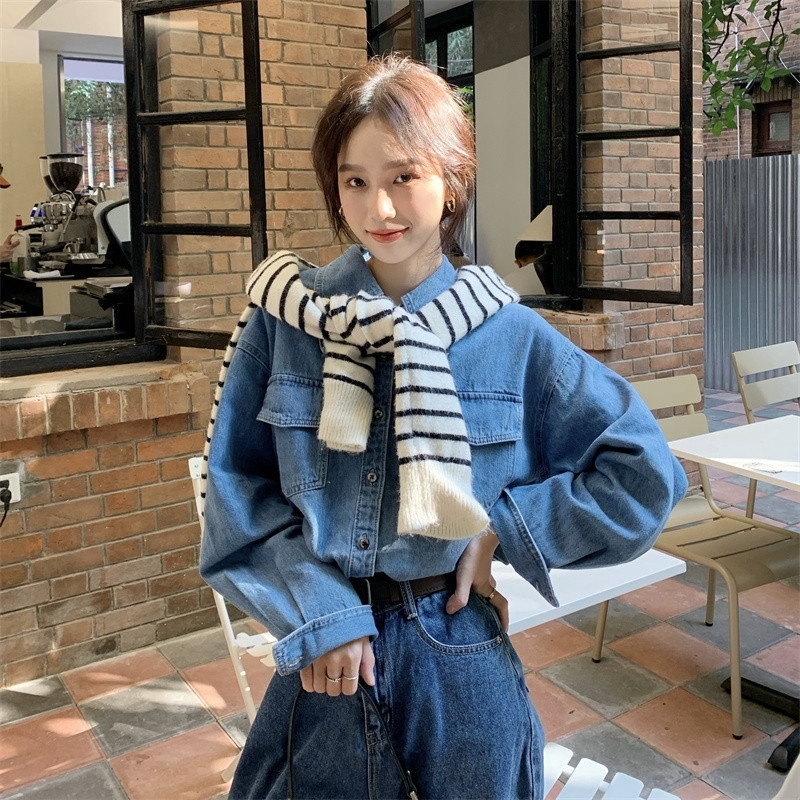 Áo sơ mi denim thiết kế cao cấp trẻ trung năng động