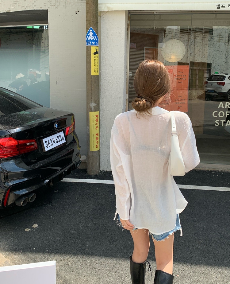 Áo sơ mi Retro cổ dây cách điệu thời trang Hàn Quốc cho nữ