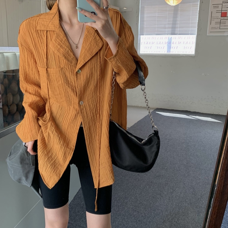 Áo sơ mi Retro cổ dây cách điệu thời trang Hàn Quốc cho nữ