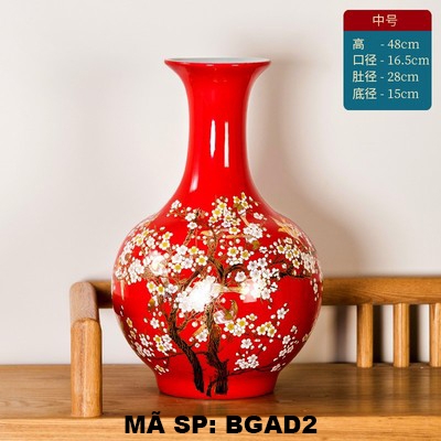 Bình gốm hoa mai men nhũ BGAD