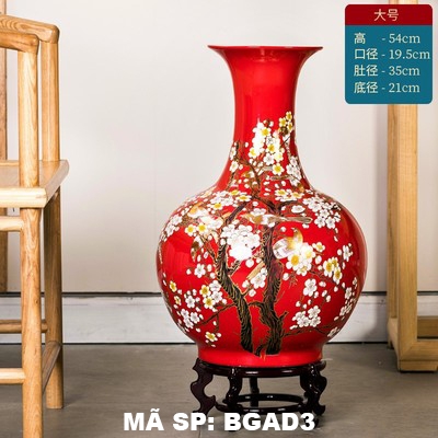 Bình gốm hoa mai men nhũ BGAD