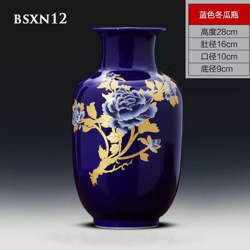 Bình sứ xanh navy Cảnh Đức Trấn BSXN