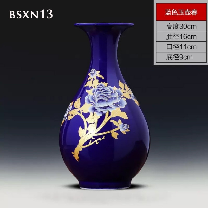 Bình sứ xanh navy Cảnh Đức Trấn BSXN