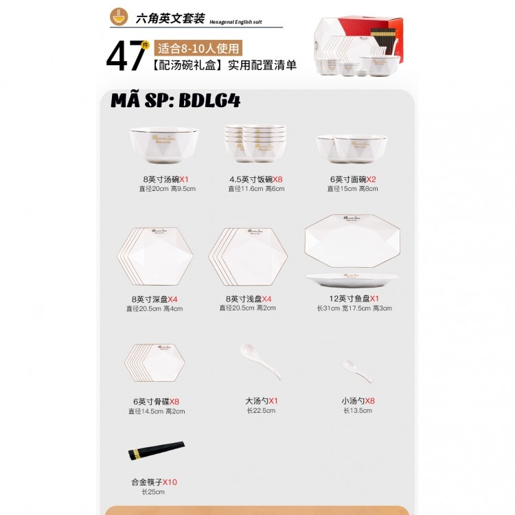Bộ bát đĩa lục giác BDLG