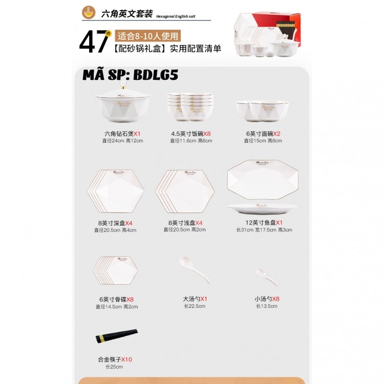 Bộ bát đĩa lục giác BDLG