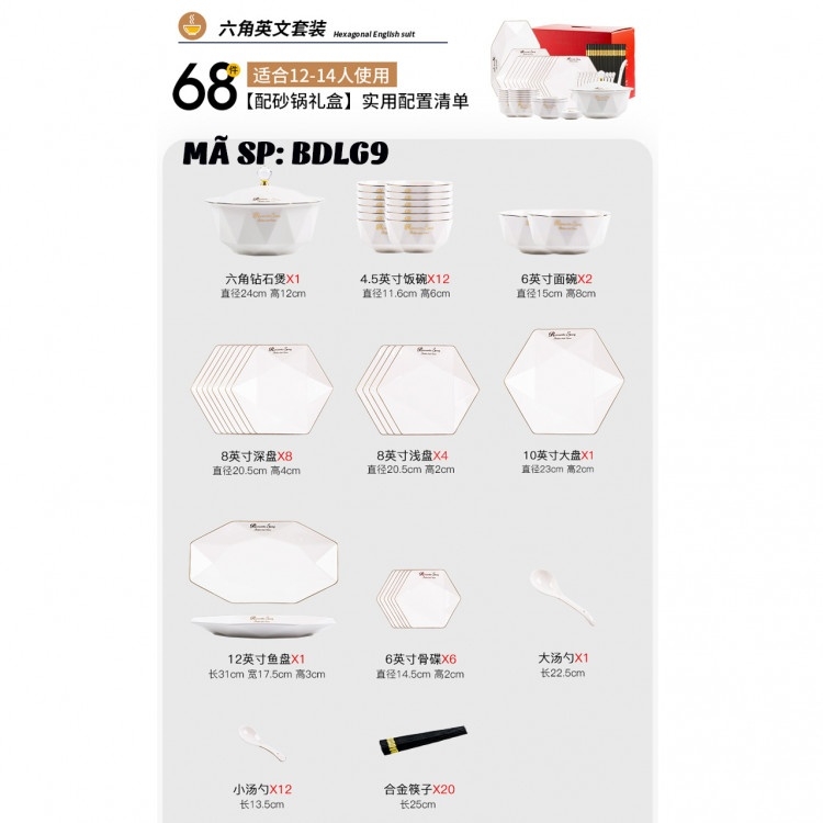 Bộ bát đĩa lục giác BDLG