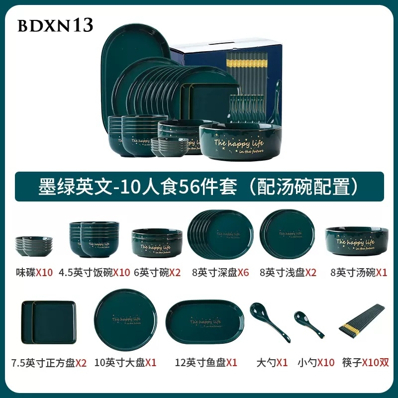 Bộ bát đĩa xanh ngọc lục BDXN