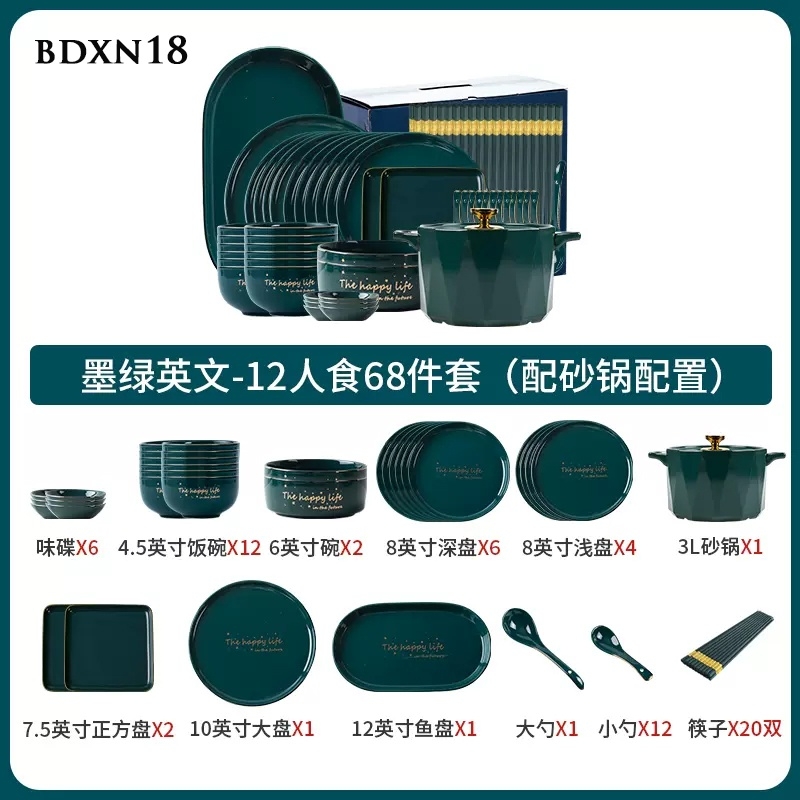 Bộ bát đĩa xanh ngọc lục BDXN