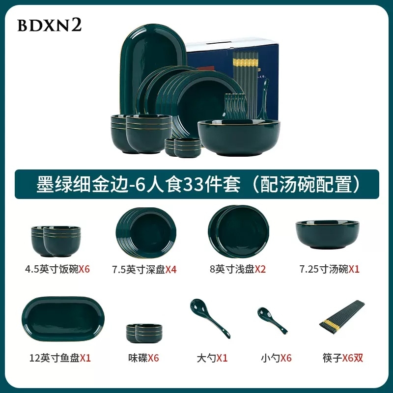 Bộ bát đĩa xanh ngọc lục BDXN