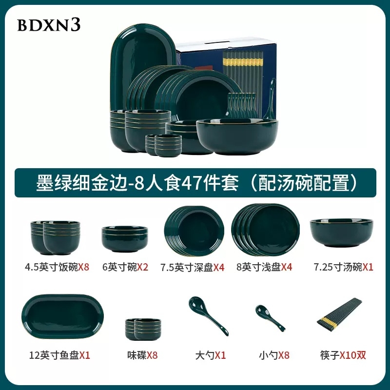 Bộ bát đĩa xanh ngọc lục BDXN