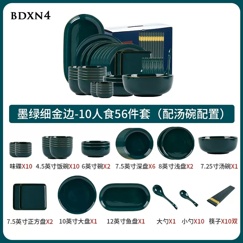 Bộ bát đĩa xanh ngọc lục BDXN