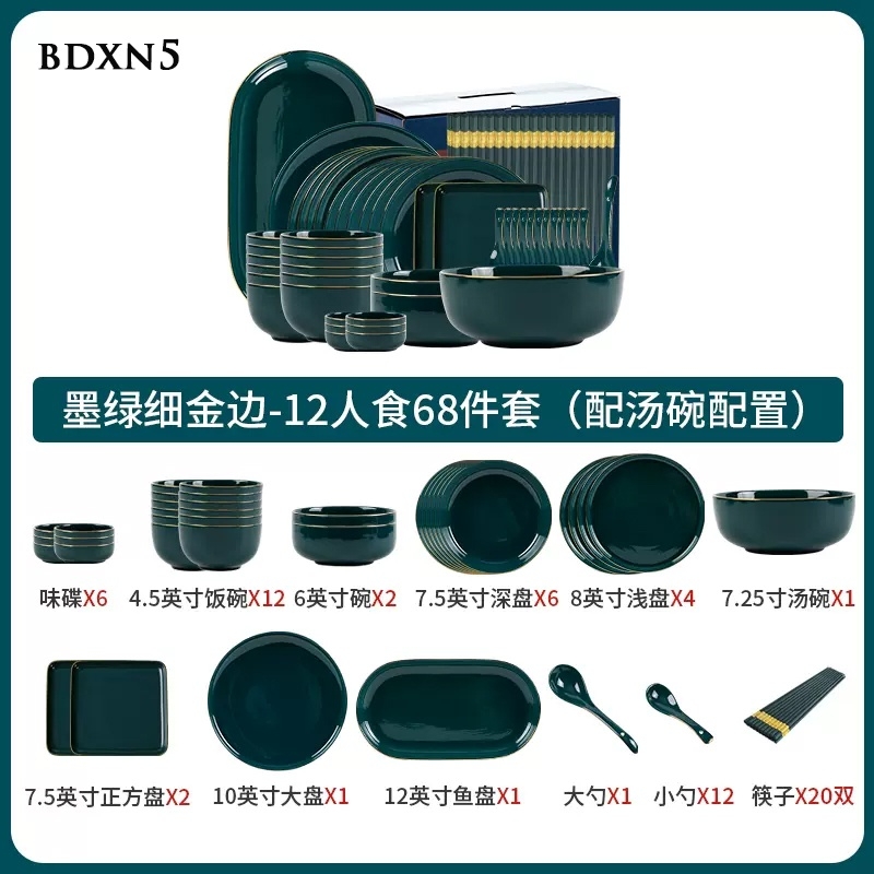 Bộ bát đĩa xanh ngọc lục BDXN