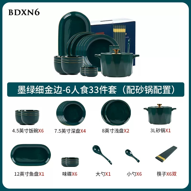 Bộ bát đĩa xanh ngọc lục BDXN