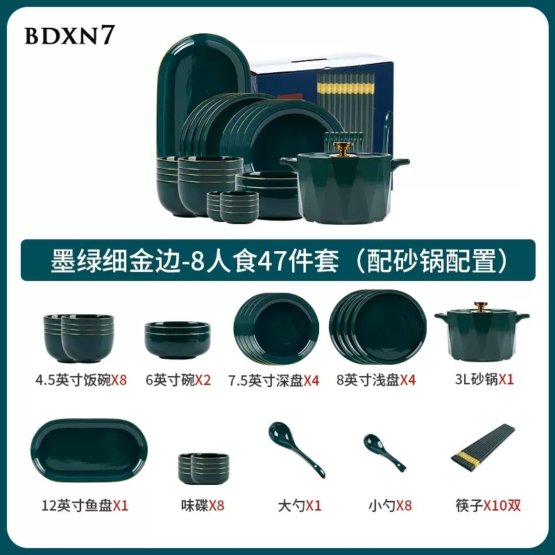 Bộ bát đĩa xanh ngọc lục BDXN