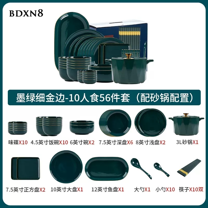 Bộ bát đĩa xanh ngọc lục BDXN