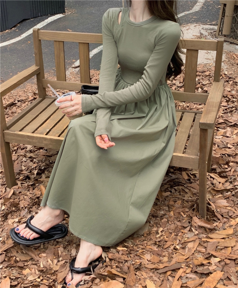 Đầm midi phối len dáng dài